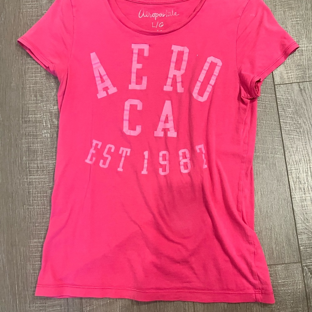 Aeropostale Vibrant Pink Logo Tee